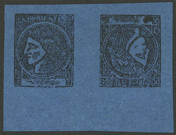 ARGENTINA: GJ.7T, 3c. Dark Blue, Tete-beche Pair, Types 8 And 4, Unused, Without Gum, VF - Corrientes (1856-1880)