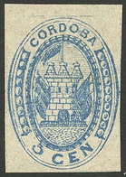 ARGENTINA: GJ.1, 5c. Blue, With Original Gum, Signed By Kneitschel, Superb Example! - Cordoba (1858-1860)