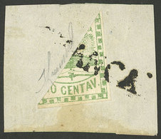 ARGENTINA: GJ.2BID, 10c. Green, Small Figures, Diagonal Bisect Used As 5c. On Fragment, With FRANCA Cancel Of Tucumán (+ - Gebruikt