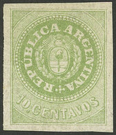 ARGENTINA: GJ.8, 10c. Green, With Accent Over The U, Original Gum (+50%), Excellent Quality - Nuevos