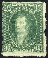 ARGENTINA: GJ.23, 10c. Semi-clear Impression, Medium Paper, Unused, No Gum, VF Quality, Catalog Value US$100 - Gebraucht