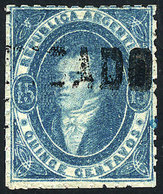 ARGENTINA: GJ.24, 15c. Inky Impression, Dull Impression, With CERTIFICADO Cancel Of BELLA VISTA (Corrientes, +200%), Tin - Used Stamps