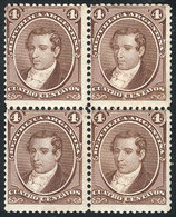 ARGENTINA: GJ.36, 4c. Moreno, Block Of 4, VF Quality - Sonstige & Ohne Zuordnung