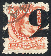 ARGENTINA: GJ.46, 2c. On 5c. Provisional, With Variety: Shifted Overprint, "over" The Perforation, Used, VF Quality, Rar - Andere & Zonder Classificatie