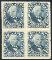 ARGENTINA: GJ.51, 20c. Vélez Sarsfield, Rouletted, Block Of 4, VF Quality - Sonstige & Ohne Zuordnung