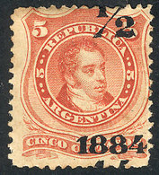 ARGENTINA: GJ.71a, ½c. On 5c. Provisional, With Variety: "½" At Top, VF" - Other & Unclassified