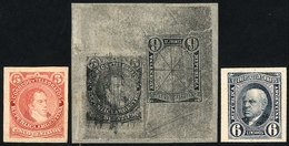 ARGENTINA: GJ.105 + 108, 5c. Rivadavia Type I + 6c. Sarmiento, DOUBLE DIE PROOF Formed By A 5c. Type I And The Frame Of  - Altri & Non Classificati