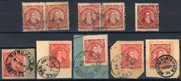 ARGENTINA: GJ.106, 5c. Rivadavia, Type II, 10 Used Stamps (5 On Fragments) With Interesting Cancels, VF Quality - Other & Unclassified