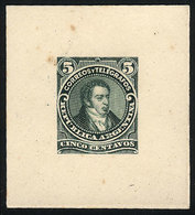 ARGENTINA: GJ.106, 5c. Bernardino Rivadavia, Type II, DIE PROOF, SECOND STAGE (adopted), Green Color, Very Thick Paper,  - Sonstige & Ohne Zuordnung