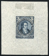 ARGENTINA: GJ.106, 5c. Bernardino Rivadavia, Type II, DIE PROOF, SECOND STAGE (adopted), Steel Blue, Thin And Translucen - Other & Unclassified