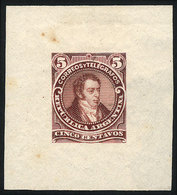ARGENTINA: GJ.106, 5c. Bernardino Rivadavia, Type II, DIE PROOF, SECOND STAGE (adopted), Dark Lilac, Medium Paper, Very  - Other & Unclassified