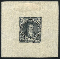 ARGENTINA: GJ.106, 5c. Bernardino Rivadavia, Type II, DIE PROOF, SECOND STAGE (adopted), Grayish Black Color, Thin Paper - Otros & Sin Clasificación