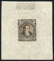 ARGENTINA: GJ.106, 5c. Bernardino Rivadavia, Type II, DIE PROOF, SECOND STAGE (adopted), Dark Dun Color, Very Thin Paper - Andere & Zonder Classificatie
