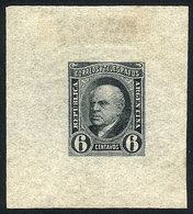 ARGENTINA: GJ.108, 6c. Sarmiento, DIE PROOF, SECOND STAGE (definitive), Black, Very Thin Translucent Paper, VF! - Other & Unclassified