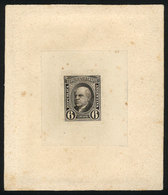 ARGENTINA: GJ.108, 6c. Sarmiento, DIE PROOF, SECOND STAGE (definitive), Black, Thin Paper Glued To Card, VF Quality! - Autres & Non Classés