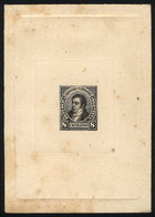 ARGENTINA: GJ.109, 8c. Rivadavia, DIE PROOF In Intense Black Color, Thin Paper Glued To Card, Very Nice! - Altri & Non Classificati