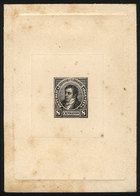 ARGENTINA: GJ.109, 8c. Rivadavia, DIE PROOF In Intense Black Color, Thin Paper Glued To Card, Very Nice! - Autres & Non Classés