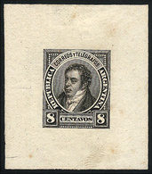 ARGENTINA: GJ.109, 8c. Rivadavia, DIE PROOF In Black, Medium Paper, VF Quality! - Altri & Non Classificati