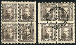 ARGENTINA: GJ.110, 10c. Avellaneda, 2 Used Blocks Of 4, With Datestamps Of LORETO (rectangular, Rare!!) And Rosario (cir - Andere & Zonder Classificatie