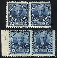 ARGENTINA: GJ.111, 12c. Alberdi, 2 Pairs In Blue And Dark Blue, VF Quality - Autres & Non Classés