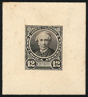 ARGENTINA: GJ.111, 12c. Alberdi, DIE PROOF In Black, Very Thick Paper, VF Quality - Other & Unclassified