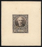 ARGENTINA: GJ.111, 12c. Alberdi, DIE PROOF In Dark Chestnut, Very Thick Paper, VF - Autres & Non Classés