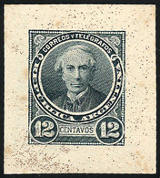 ARGENTINA: GJ.111, 12c. Alberdi, DIE PROOF In Greenish Blue, Very Thick Paper, VF Quality - Other & Unclassified