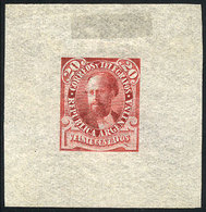 ARGENTINA: 20c. Julio Roca (unissued), DIE ESSAY, SECOND STAGE (colored Background), Red Color, Printed On Very Thin Tra - Autres & Non Classés
