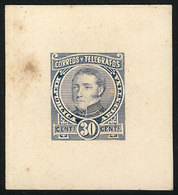 ARGENTINA: 30c. Dorrego  (unissued), DIE ESSAY In Light Ultramarine, Printed On Thin Paper Glued To Card, VF Quality - Sonstige & Ohne Zuordnung