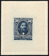 ARGENTINA: GJ.113, 50c. Mitre, DIE PROOF In Blue, Thin Paper Glued To Card, VF Quality - Otros & Sin Clasificación