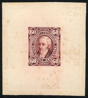 ARGENTINA: GJ.114, 60c. Posadas, DIE PROOF In Lilac, Thin Paper Glued To Card, With Stain Spots. - Other & Unclassified