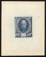 ARGENTINA: 90c. Saavedra (unissued), DIE ESSAY In Blue, Printed On Thin Paper Glued To Card, VF Quality - Other & Unclassified