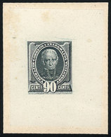 ARGENTINA: 90c. Saavedra (unissued), DIE ESSAY In Grayish Dark Green, Printed On Thin Paper Glued To Card, VF Quality - Autres & Non Classés