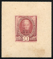 ARGENTINA: 90c. Saavedra (unissued), DIE ESSAY In Lilac-rose, Printed On Card, VF Quality - Other & Unclassified