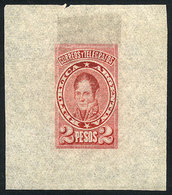 ARGENTINA: 2P. Rondeau (unissued), DIE PROOF In Rose-red, Printed On Very Thin Translucent Paper, VF Quality - Otros & Sin Clasificación