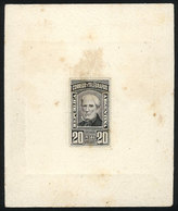 ARGENTINA: GJ.118, 20P Brown, DIE PROOF In Black-gray, Printed On Card, With Some Small Spots, Else VF! - Altri & Non Classificati