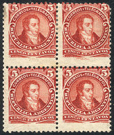 ARGENTINA: GJ.127, 5c. Rivadavia, Type III, Perf 11½x12, Block Of 4, Unused, Without Gum, VF Quality, Very Rare! - Altri & Non Classificati