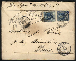 ARGENTINA: GJ.129, 12c. Alberdi, Perf 11½x12, Pair On Cover Sent From Buenos Aires To Paris On 12/JA/1892 - Altri & Non Classificati