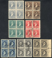 ARGENTINA: GJ.137 + Other Values, ½c, 1c, 2c, 5c, 12c, 16c And 24c. Rivadavia And Belgrano, Small Sun Wmk, Perf 11½, Use - Otros & Sin Clasificación