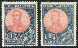 ARGENTINA: GJ.299, 1P. San Martín, Perf 13¼, In Blue And Dark Blue, VF Quality - Autres & Non Classés