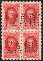 ARGENTINA: GJ.305, 5c. Centenary Of The 1810 Revolution, Block Of 4 With "INUTILIZADO" Perforation, VF Quality, Rare!" - Autres & Non Classés