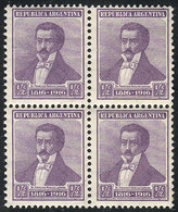 ARGENTINA: GJ.406, ½c. Centenary Of Independence, Horiz Honeycomb Wmk, Perf 13¼x12½, Block Of 4 Of VF Quality - Other & Unclassified