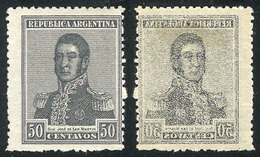ARGENTINA: GJ.475, 50c. San Martín, Unwatermarked, Offset Impression On Back, VF Quality, Rare! - Other & Unclassified