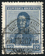 ARGENTINA: GJ.518, San Martín 12c., Fiscal Sun Wmk, Perf 13¼, Superb! - Otros & Sin Clasificación