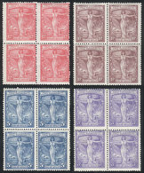 ARGENTINA: GJ.529, 1st Panamerican Postal Congress, Cmpl. Set Of 4 Values, In MNH Blocks Of 4 - Altri & Non Classificati