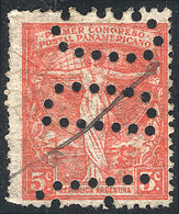 ARGENTINA: GJ.541, 5c. 1st Panamerican Postal Congress, Watermark Printed On Front, Perf 13¼x12½, With "INUTILIZADO" Per - Other & Unclassified