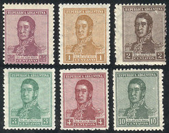 ARGENTINA: GJ.543/8, San Martín, Round Sun Wmk, Perf 13¼x12½, Cmpl. Set Of 6 Values, MNH - Altri & Non Classificati