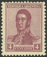 ARGENTINA: GJ.547, 4c. San Martín, Round Sun Wmk, Perf 13¼x12½, VF Quality - Other & Unclassified