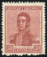 ARGENTINA: GJ.558, San Martín 30c., Round Sun Wmk, MNH But The Gum Lightly Toned. - Otros & Sin Clasificación