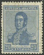 ARGENTINA: GJ.561, 20c. San Martín, With Round Sun Wmk Printed On Front, VF - Autres & Non Classés